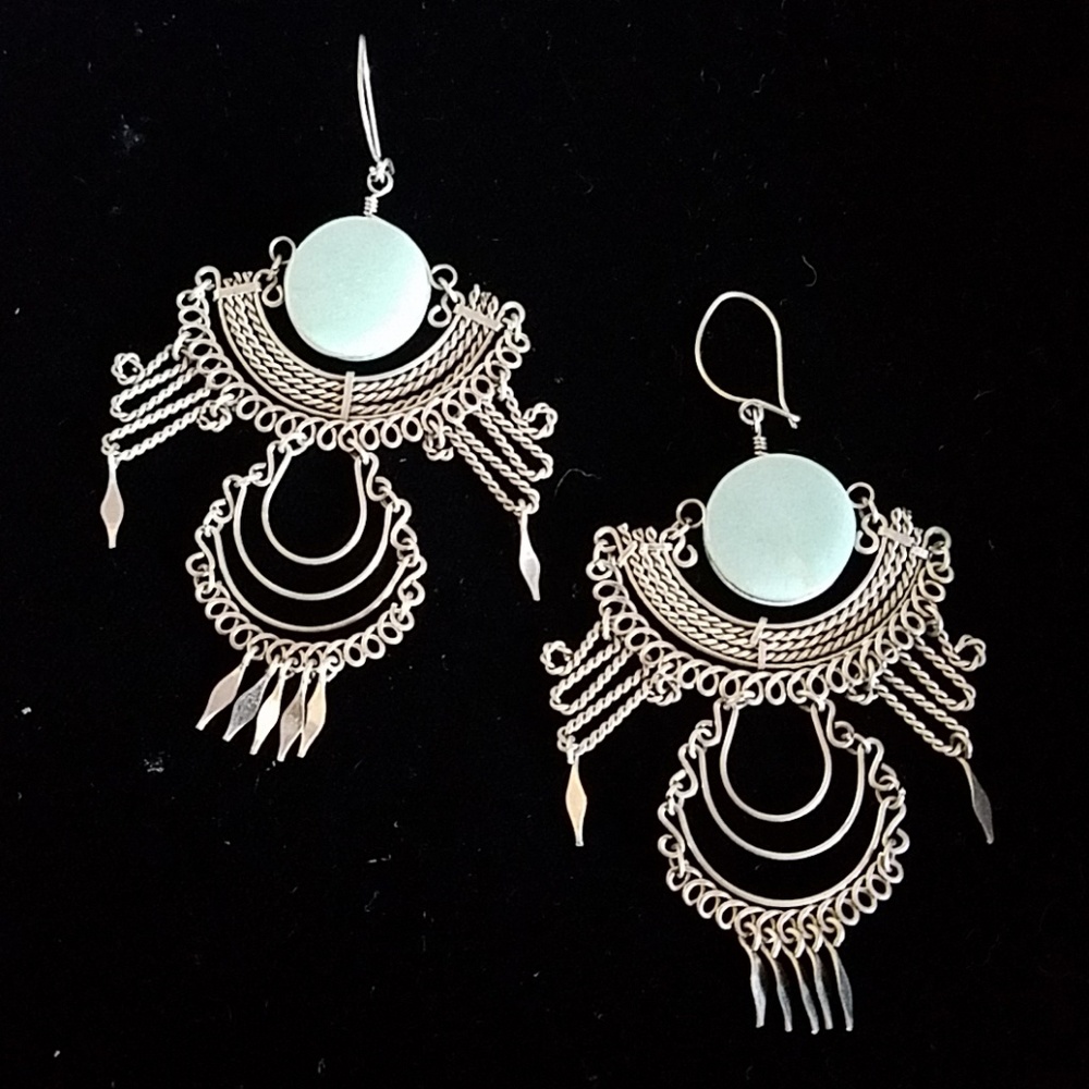 Gorgeous ornate hippie boho aventurine earrings
